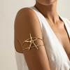 Trendiger Goldfarbener Seestern Muschel Armreif für Damen Verstellbares Offenes Oberarmarmband für Sommer Strandurlaub Schmuck