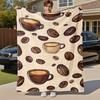1pc Coffee Beans Coffee Cups Outdoor Flannel Blanket Soft Warm All-Season Throw for Sofa Bed Car Camping Office, Cozy Gift Idea1253S