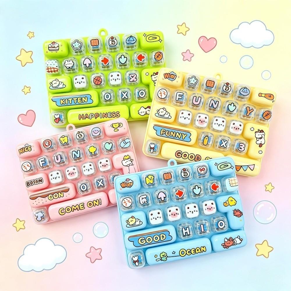 Cartoon Mechanical Fidget Keyboard Clear Key Sounds Fingertip Button Key Ring Party Favor