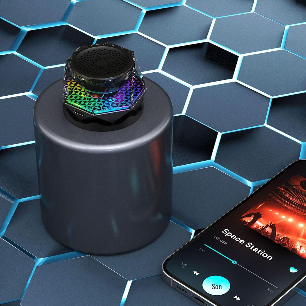 Boxă Bluetooth Magnetică G300 cu Lumină Ambientală RGB - Mini Tun de Oțel, Wireless, Calitate Sunet HIFI