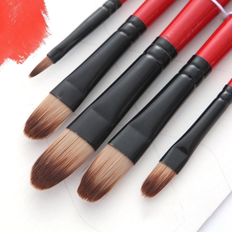 5 Pcs Nylon Hair Painting Brush Set Professional Painting Kits Round Pointed Tip Paintbrushes with Synthetic Nylon Tips