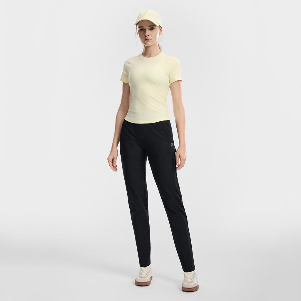 Fila Tennis Fashion Simple Classic Casual Sports Tennis Versatile Comfortable Short Sleeve T-Shirt Women tops Aster-Yellow A11W623103FYE