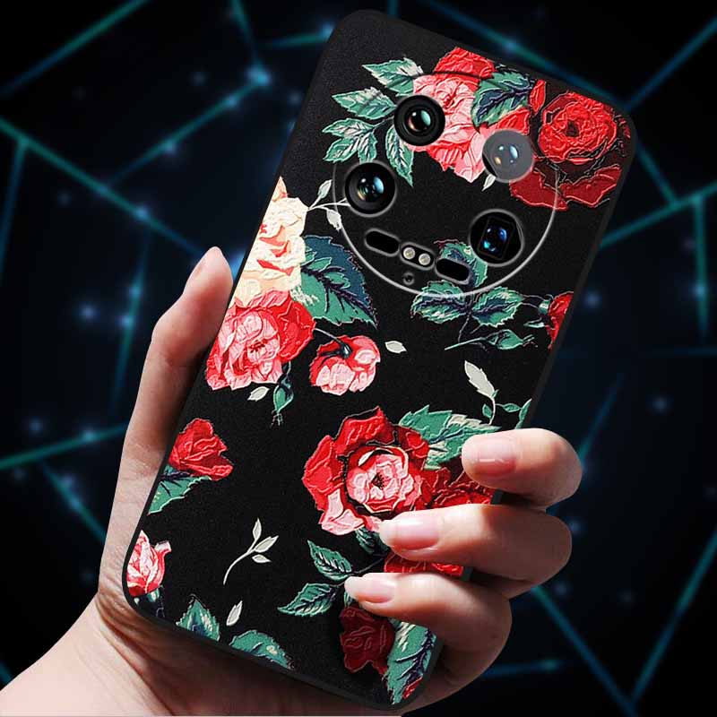 Pour Xiaomi 14 Ultra Coque 15Ultra 13Ultra Pare-chocs Souple en Silicone Fleurs 3D Gaufrées Coques de Téléphone pour Xiaomi 15 Ultra Coque Arrière Funda