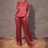 1 Set Women T-shirt Pants Suit Casual Summer Solid Color