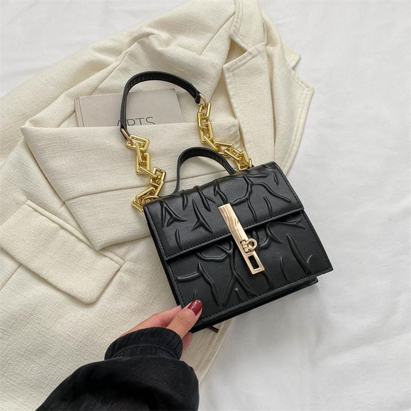 Stylish Street Fashion Small Square Pu Bag Classic 2023 Chain Shoulder Purse чёрный