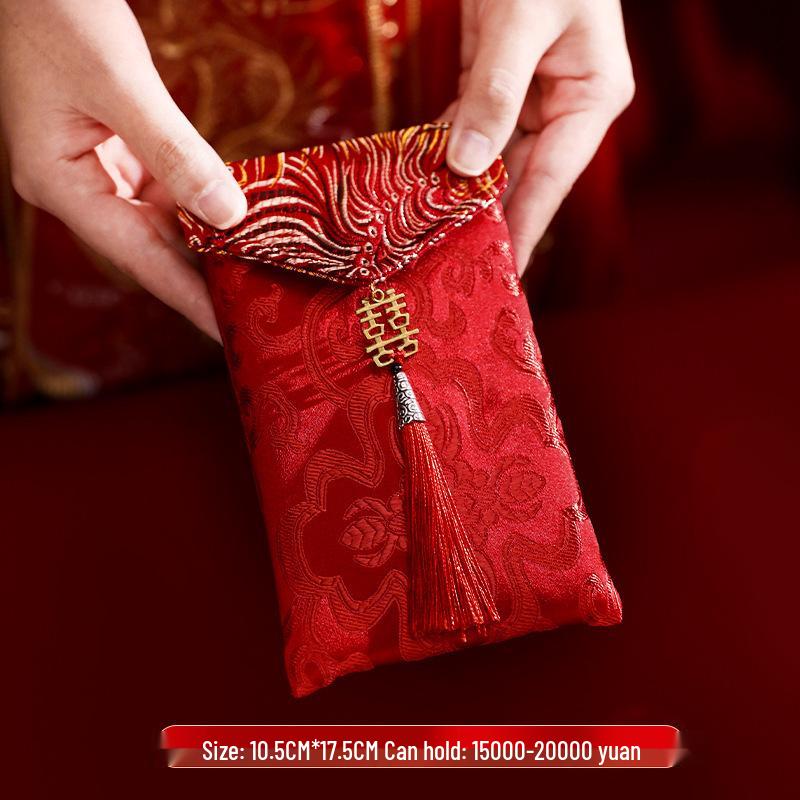 High-End Chinese Wedding Red Envelope Bag for 10,000 Yuan, New Style Cloth Art Design, Perfect for Parents' Address Change Gift