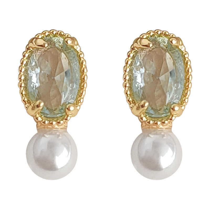 

ANENJERY Геометрические серьги из искусственного жемчуга с цирконием для женщин, темпераментные, роскошные, модные, универсальные серьги, ювелирный подарок зелёный