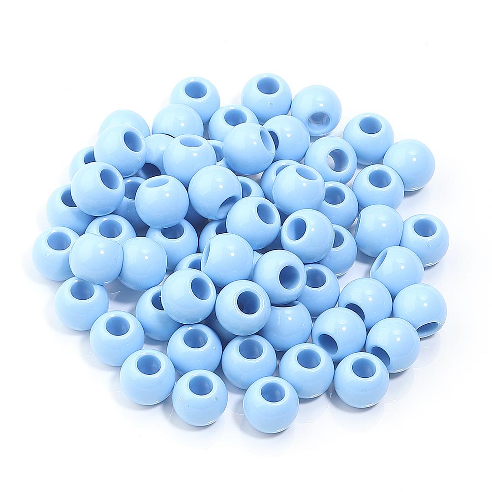 50pcs/lot Acrylic Big Hole Beads Solid Color Round Loose Spacer Beads For Jewelry Making DIY Charm Bracelet Necklace Accessories