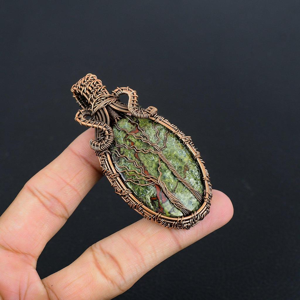 Dragon Blood Jasper 999 Copper Wire Wrapped Pendant, Handmade Gemstone Tree Of Life Pendant Jewelry, Gifts For Wife Brand New Pendant