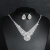 Luxury Bridal Zircon Flower Necklace & Earrings Set - Elegant Wedding Jewelry Accessories 