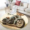 Vintage Motorcycle,Round Area Rug,Carpet Rug for Living Room Bedroom Sofa Playroom Decor,Non-slip Floor Mat