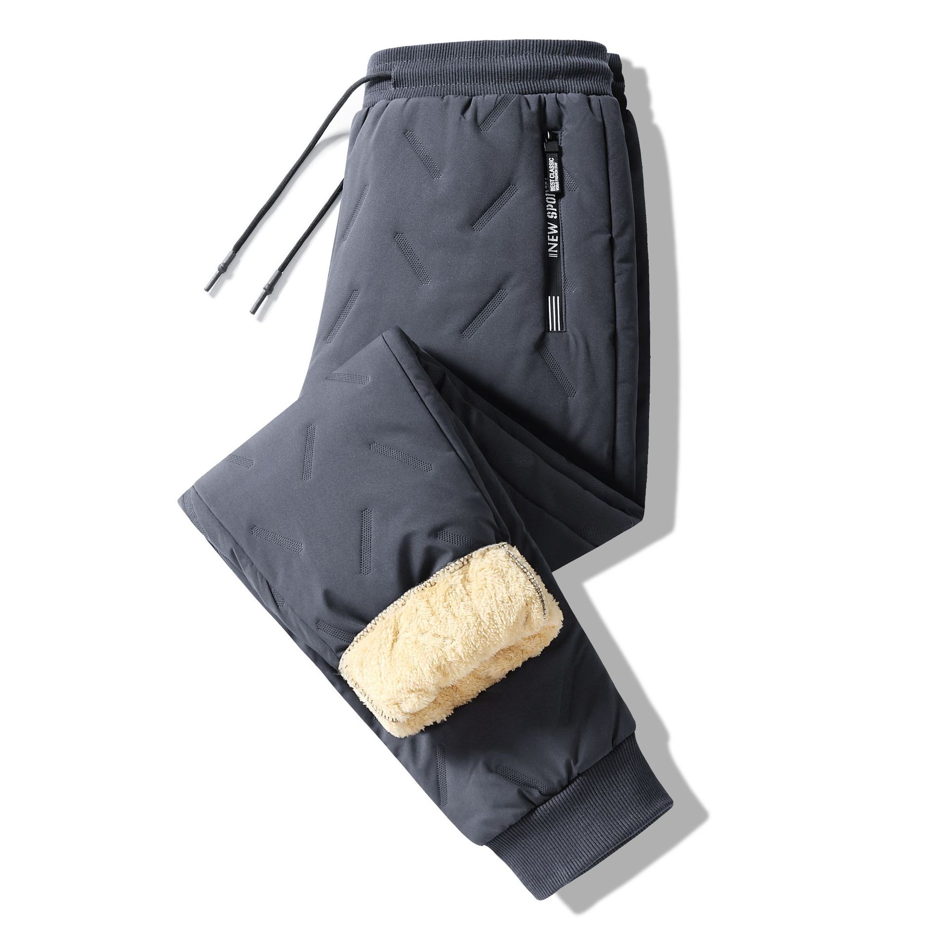 

Мужские спортивные штаны из овечьей шерсти, повседневные флисовые теплые утолщенные брюки для бега, водонепроницаемые черные серые мужские термобрюки 7XL серый