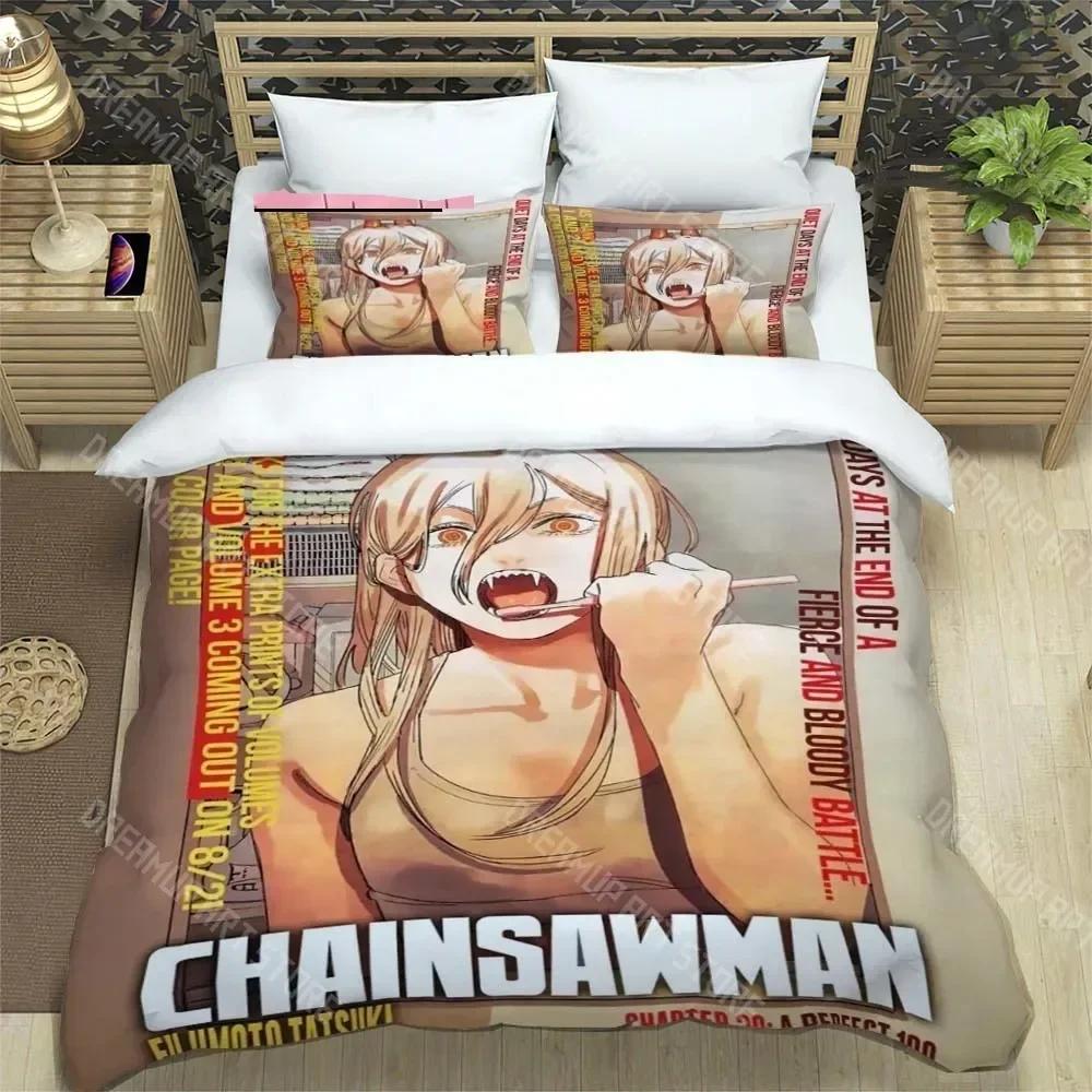 3D Print Fashion Anime Chainsaw Man Bedding Set Boys Girls Twin Queen King Size Duvet Cover Pillowcase Bed Boys Adult Bedroom