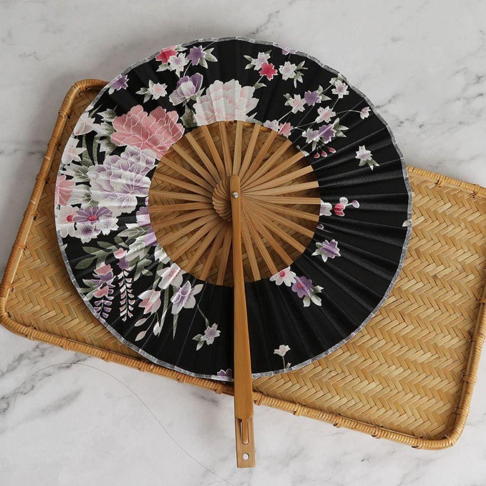 Bamboo Craft Dance Fan Rotatable Handheld Fan Home Decoration Round Folding Fan  Hanfu Accessories