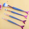 Mermaid 4-Piece Makeup Brush Set with Soft Electroplated Nylon Bristles in a PVC Bag