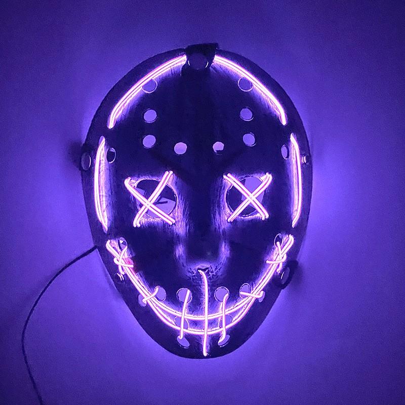 LED Light Up Jason Mask Halloween Horror Costume Party Nightclub Prop