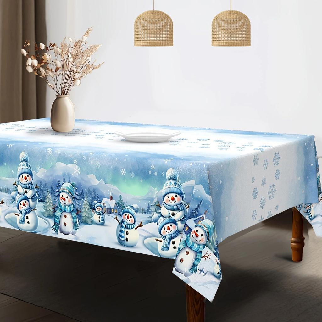 Christmas Table Runner Snowman Reindeer Digital Print Holiday Dining Decor
