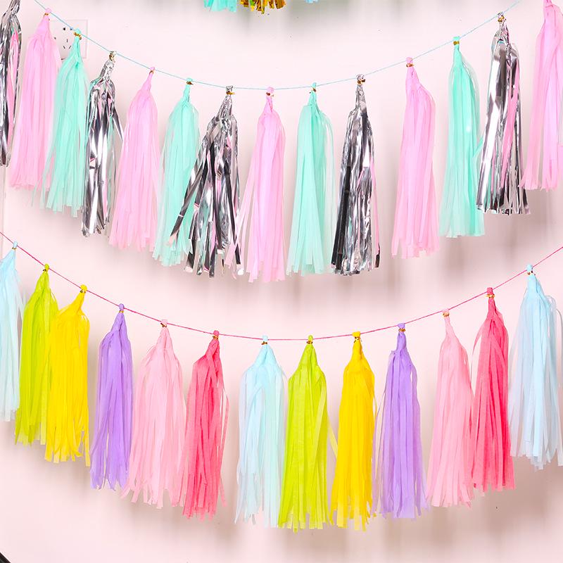 35cm DIY Paper Tassels for Children's Birthday, Wedding, or Festival Decorations - 5pcs/pack