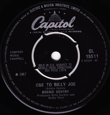 7inch Record BOBBIE GENTRY - Ode To Billy Joe CL15511 Capitol Records 1967 UK Country/Folk Used