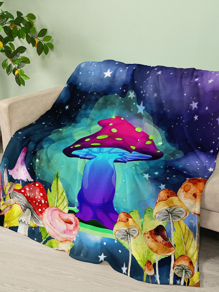 

Flannel Blanket Plant Butterfly Mushroom Blanket Crystal Fleece Blanket Spring And Autumn 120X90cm