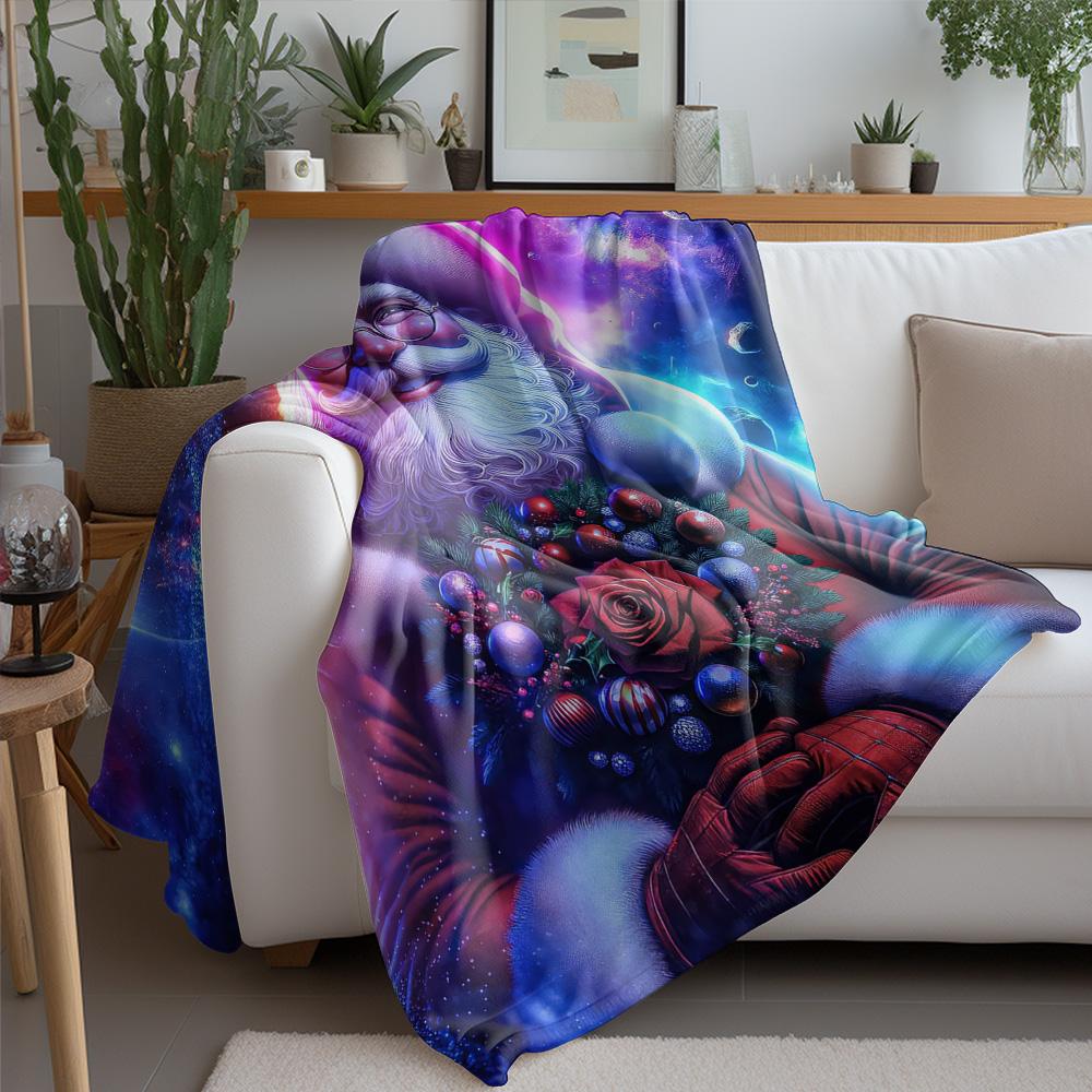 Tuniu Santa Claus Galaxy Christmas Blanket Sofa Bed Throw Warm Cozy Gift for Kids Adults