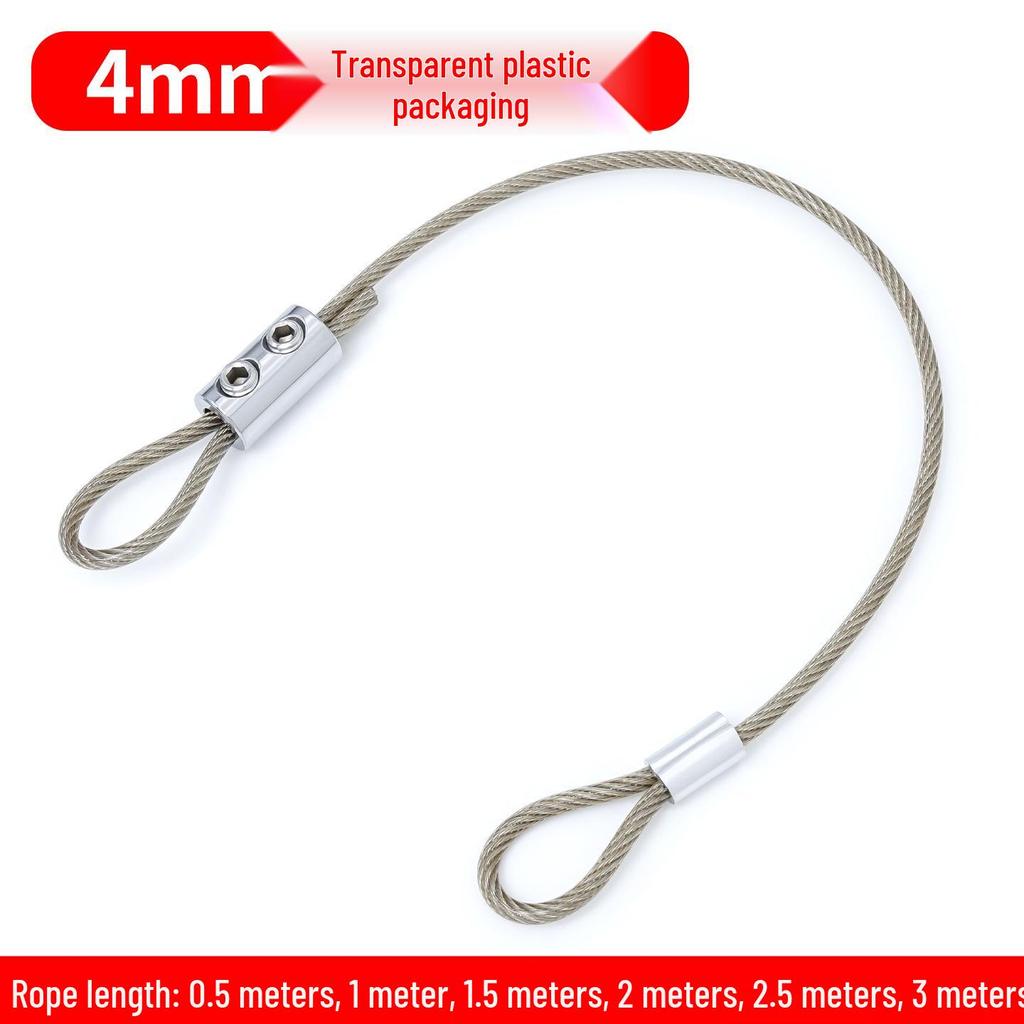 Adjustable Transparent Rubber-Coated Steel Wire Picture Hanging Device with Locking Line and Aluminum Sleeve Safety Rope