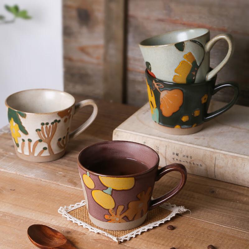 Retro Floral Hand-Painted Ceramic Mug
