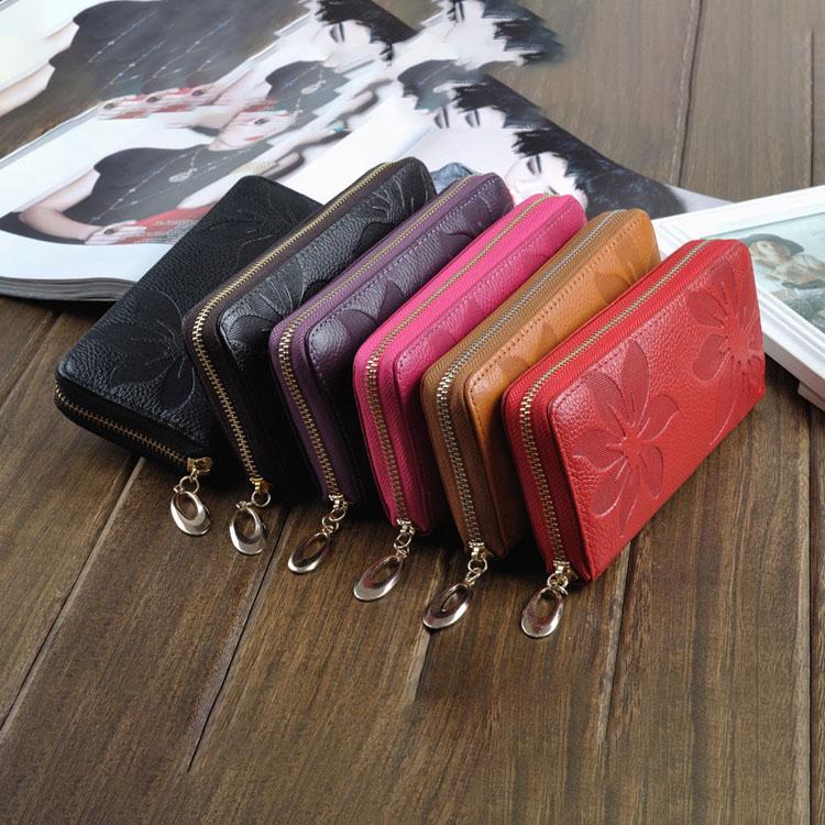 Women's Wallet Long Handbag Leather Wallet Coin Purse Square Bag Zippered Bag Wallet