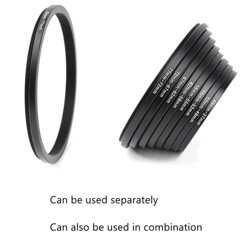 Camera Lens Filter Adapter Ring Set 37-82mm 82-37mm Step Up Down Rings For Canon Nikon Sony Fujifilm Dslr
