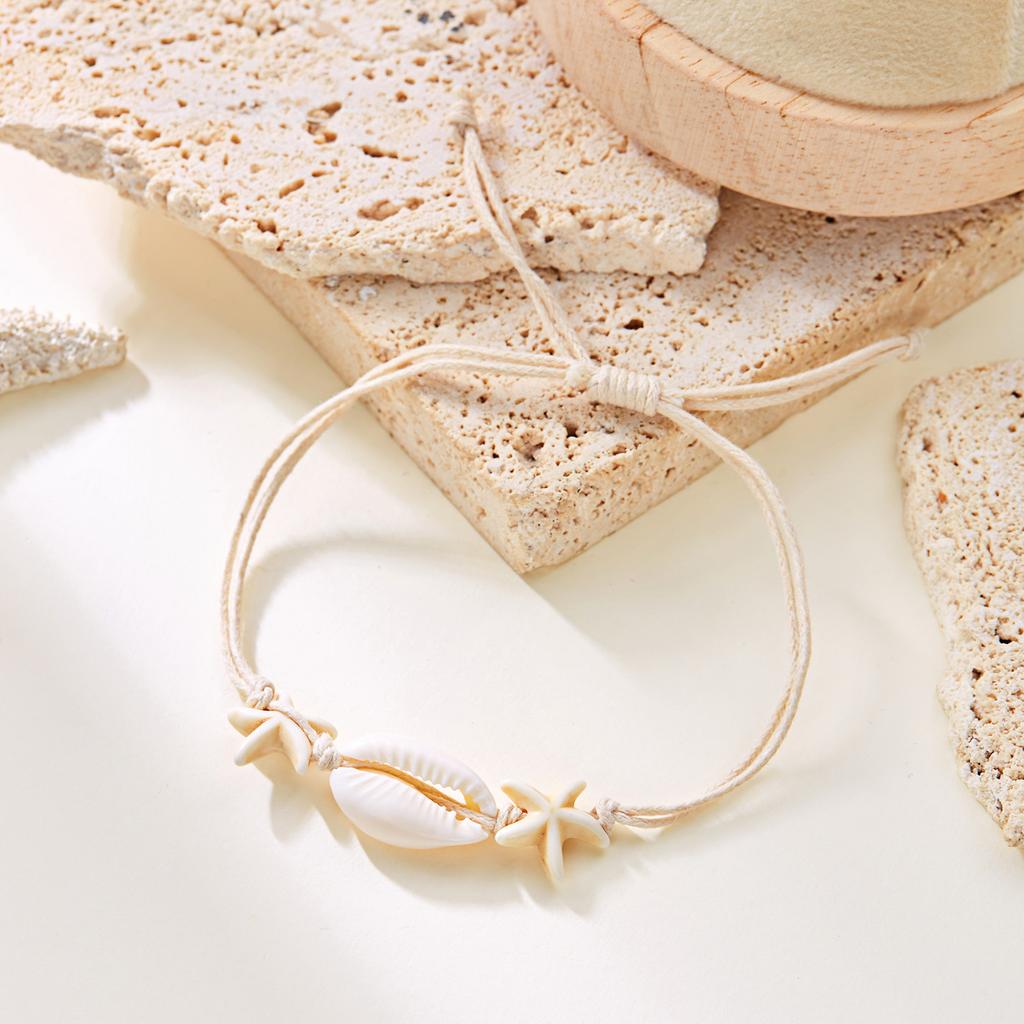 Bohemian Starfish Shell Beads Bracelet For Women Sea Star Turtle Conch Woven Rope Bracelet Summer Beach Party Holiday Jewelry