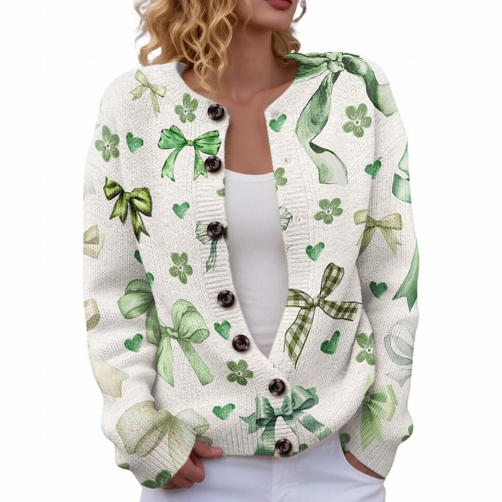 LXK-SPYK01 Sanpa crew neck cardigan new casual knitted sweater European and American jacket