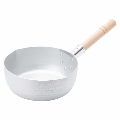 Endo Shoji Commercial Yukihira Pot, 21cm (Double-ended), Aluminum Body with Natural Wood Handle, AYK04021