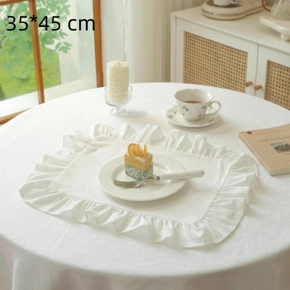 Retro Soft Ruffle Placemats Round Square Cloth Napkins French Cotton Western Food Mats Table Decor