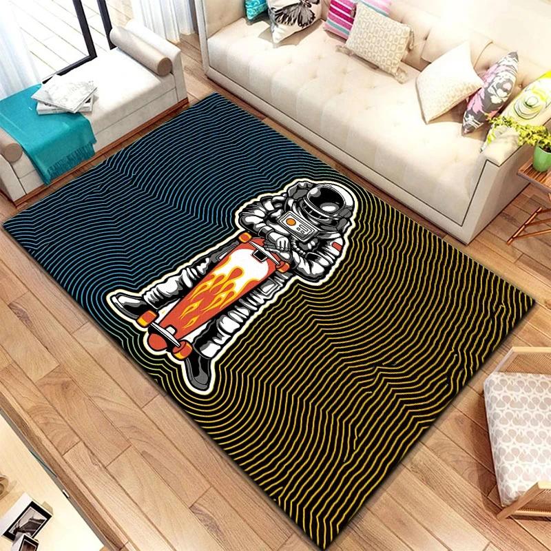 Astronaut Teppich Kinder Krabbelmatte Fußmatte Wohnzimmer Bereichsteppich Spielbereich Badezimmer Bodenmatte Bereichsteppich Yoga Wohnzimmer