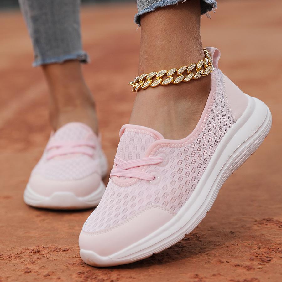 Scarpe Casuali Arancioni Primaverili Scarpe Sportive in Rete Traspirante Per Donna Sneakers con Lacci Comode da Esterno Leggere Scarpe da Corsa