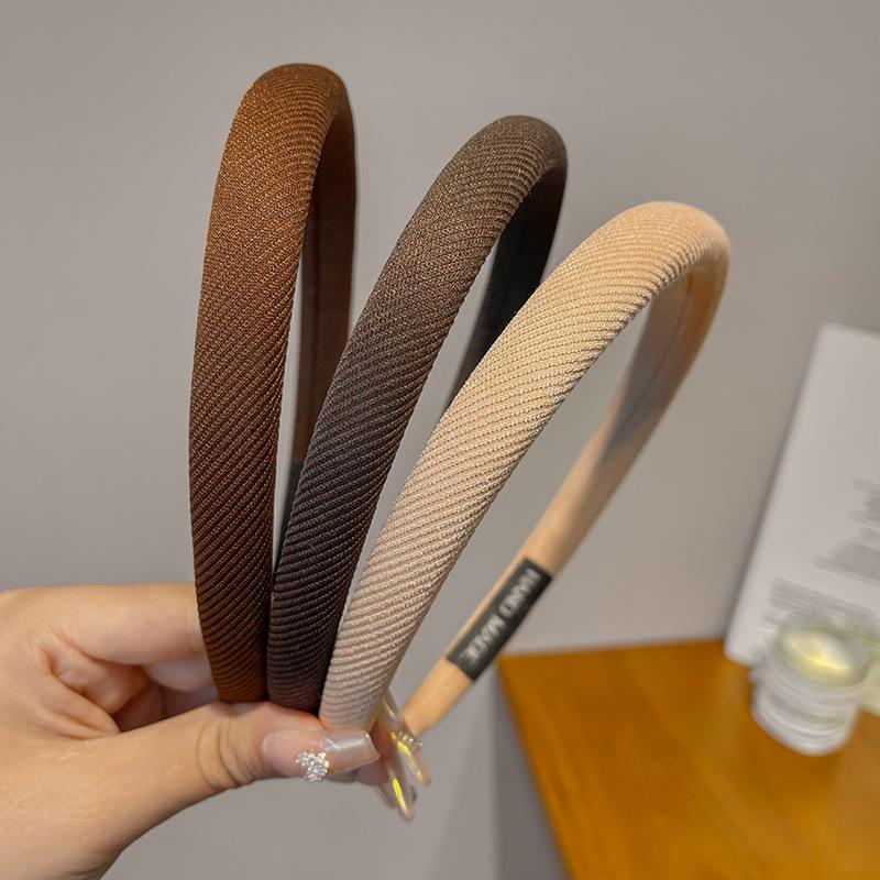 French minimalist coffee Maillard sponge hairband female Joker headband online celebrity 2025 new headband hairpin.