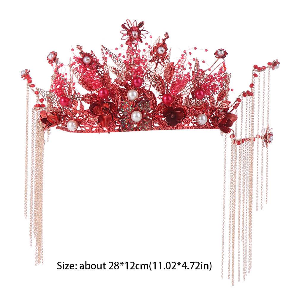 Luxury Wedding Hair Crown Chinese Style Women Hanfu Hairpin Bride Hair Crown with Ear Clips