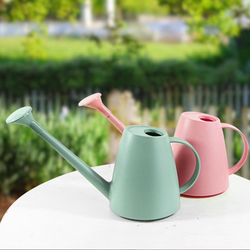 Macaron White Long Spout Watering Can: Resin, Durable, Dual-Purpose for Flowers & Vegetables.