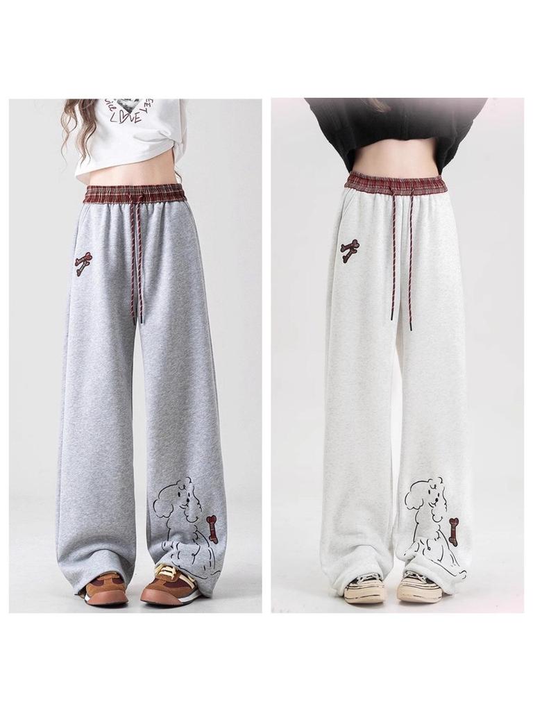 Hose mit weitem Bein im koreanischen Stil mit Print - Vielseitige & bequeme Damen-Freizeithose für Frühling/Herbst