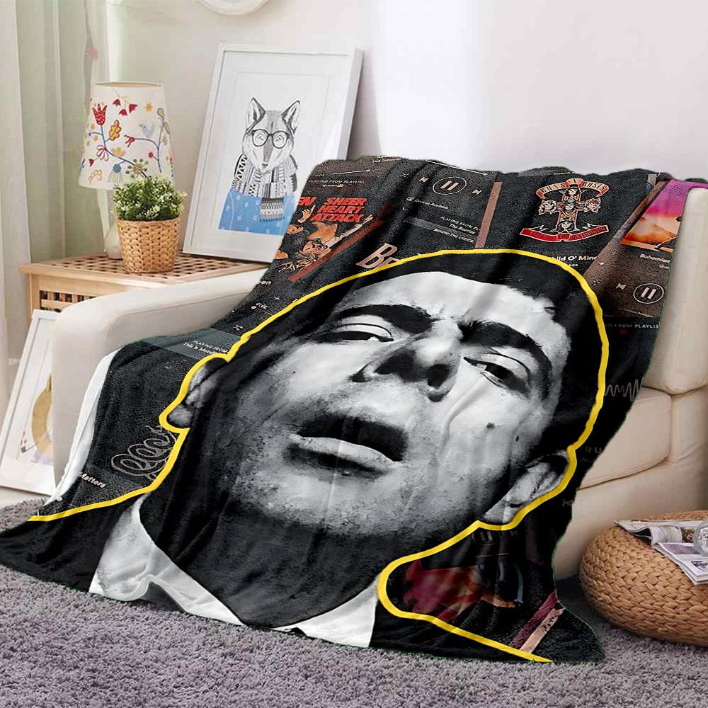 1pc Music Fan Flannel Throw Blanket HD Printed Lightweight Soft Warm All Season Blanket for Sofa, Bed, Travel, Camping Machine Washable