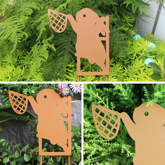 Yousheng Easter Bunny Garden Stakes Metal Rabbit Yard Signs with Stakes Bunny Silhouette Signs for Outdoor Patio Walkway Lawn Decoration