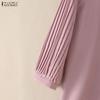 ZANZEA Women Square Collar Solid Color Loose Casual 3/4 Sleeve Blouse