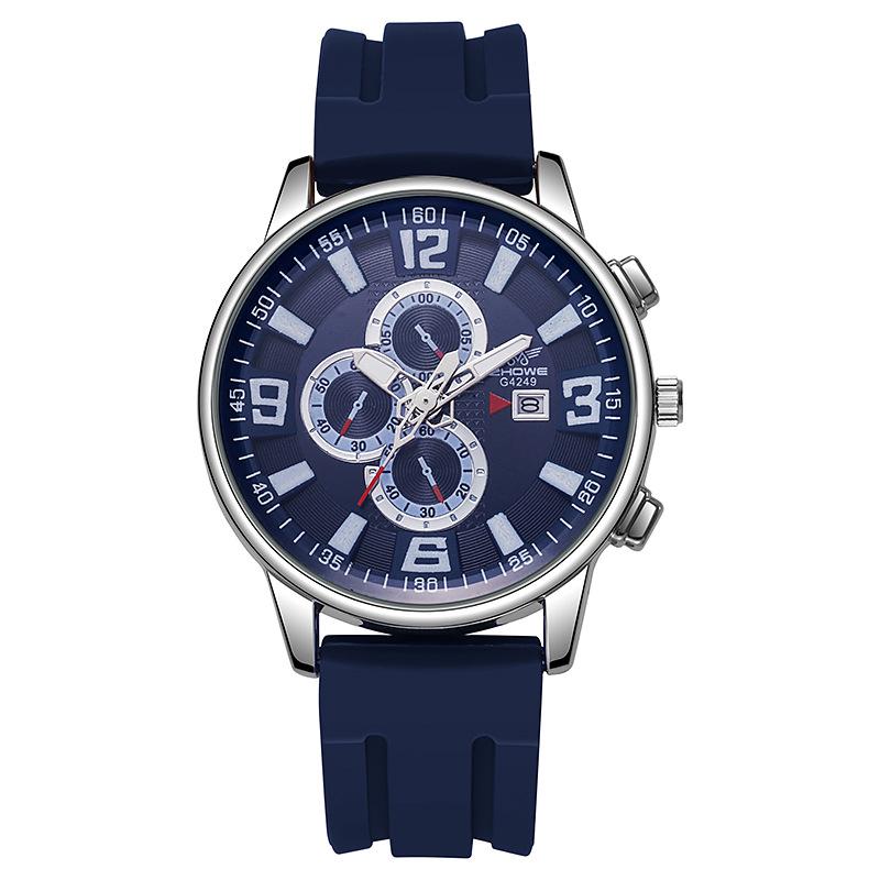 Men'S Watch Quartz Silicone Calendar Casual Waterproof Watch