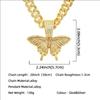 Diamond Three-dimensional Butterfly Pendant Cuban Chain, Eu US Fashion Punk Versatile Wide Chain Accessories, Hip-hop Tide Brand Beautiful