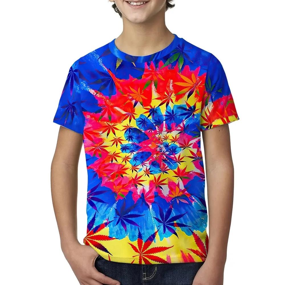 T-Shirts for Boys Tie Dye Graphic T Shirts Short Sleeve Tee Children's T-Shirt Elementary Girl Clothes Casual Tops Girl T-Shirts