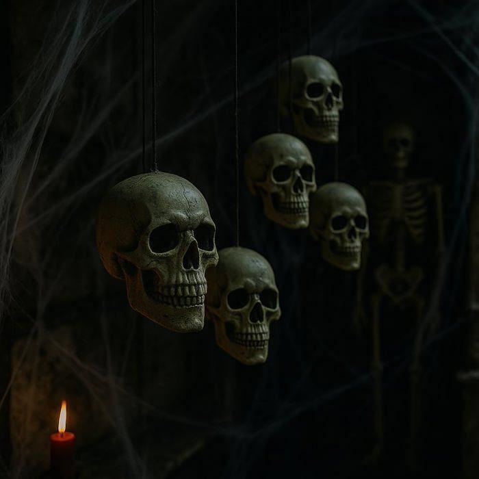 Têtes de Mort - SIROCO - Lot de 6 - 10 cm - Plastique - Décoration Halloween