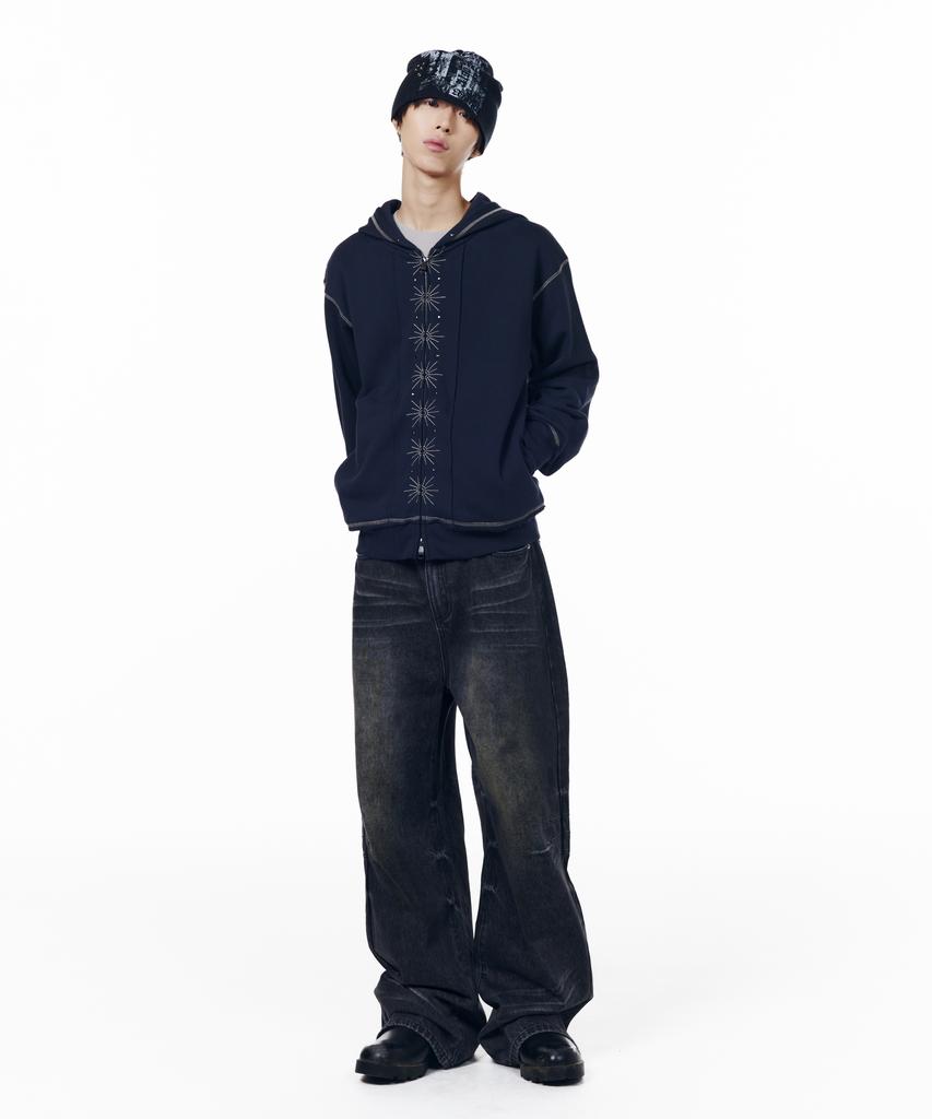 Aakam Starburst Zip-Up Hoodie (Navy)