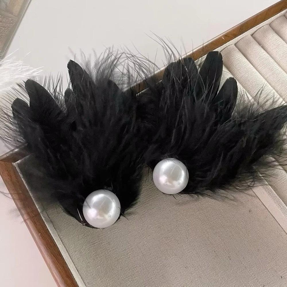 Faux Pearl Faux Pearl Hair Clips Feather Hairpin Headwear New Side Hair Clips чёрный