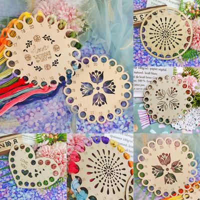 Handmade Needle Arts Wood Thread Holder Embroidery Floss Organizer Cross Stitch Storage Tools