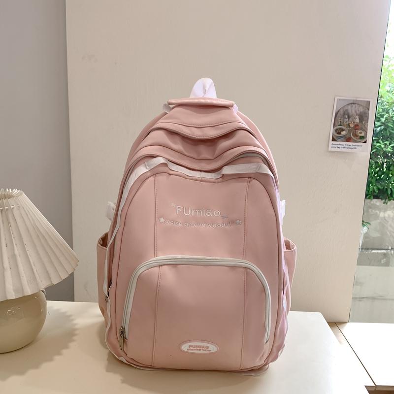 Color Block Backpack Female Junior High School Student Backpack Large Capacity Schoolbag Student Travel Bag